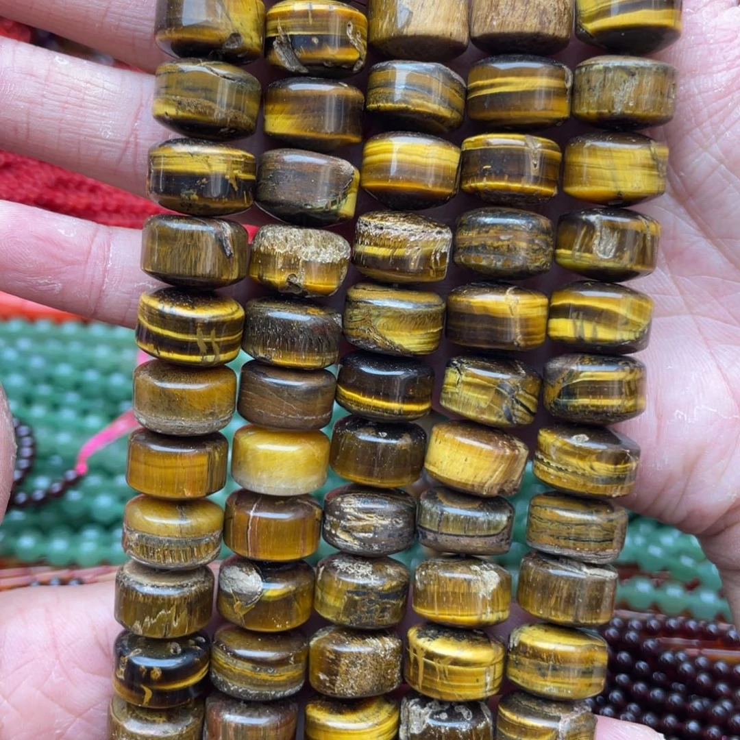 玛瑙/玉髓未镶嵌珠宝半成品黄虎眼直切1条卡14有瑕