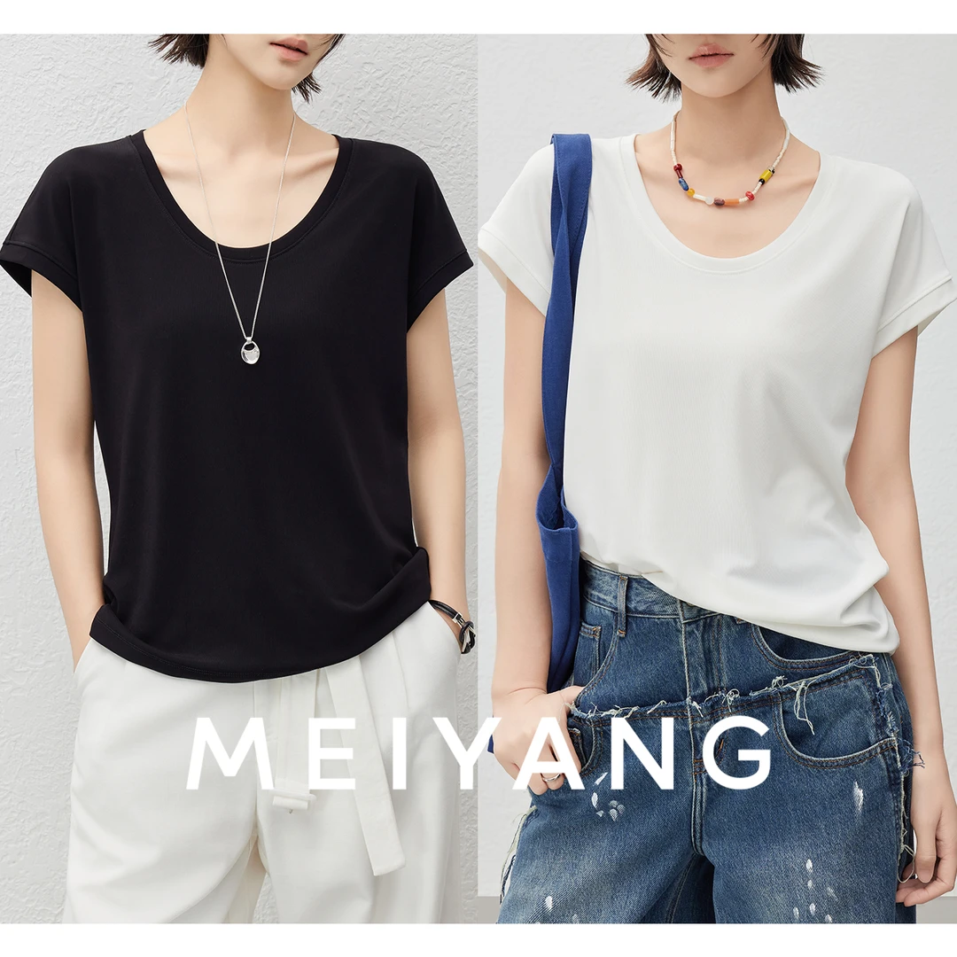 A美洋MEIYANG 汤勺T【商场同款】凉爽醋酸针织百搭宽松上衣-周二