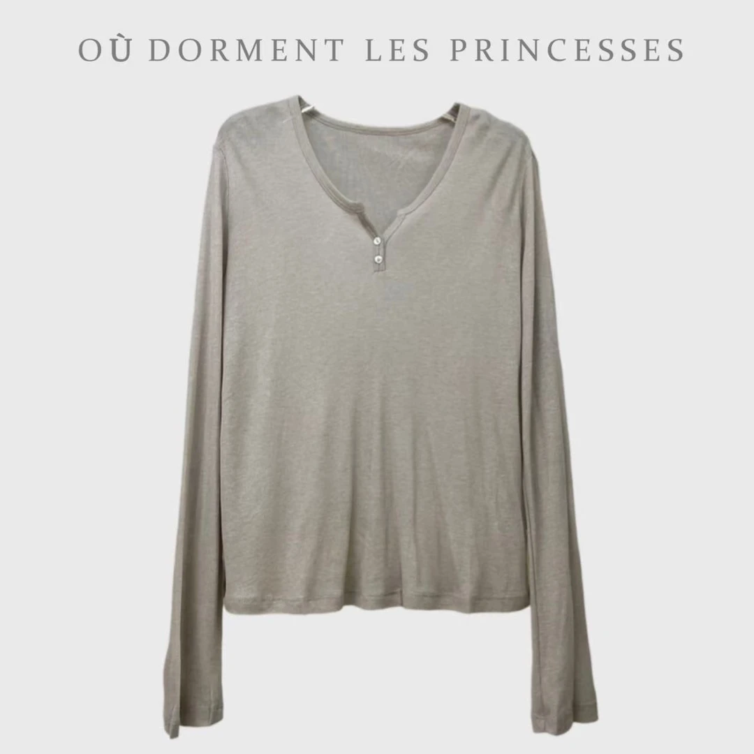 Fen姐【弥境墨屿】重磅羊毛莱赛尔微透小心机V领长袖打底上衣518873