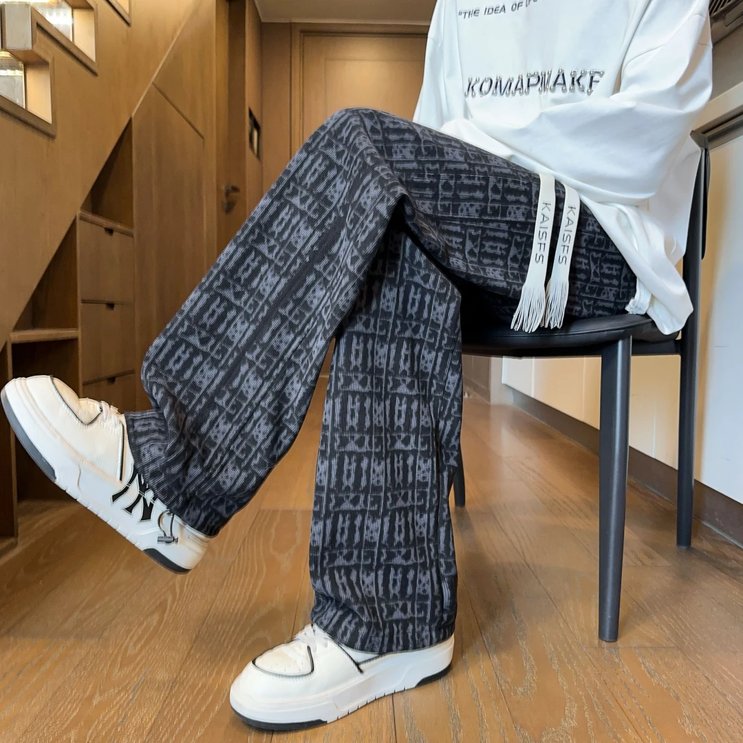 扎染休闲裤子男秋季宽松ins百搭垂感直筒裤美式潮牌vibe阔腿长裤