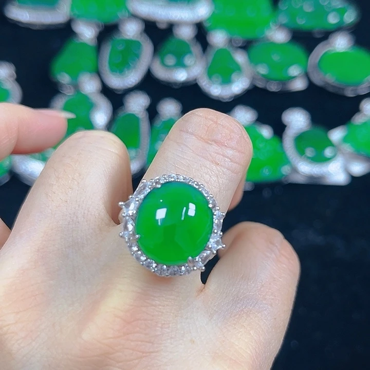 翡翠银S925镶嵌吊坠(不含链)