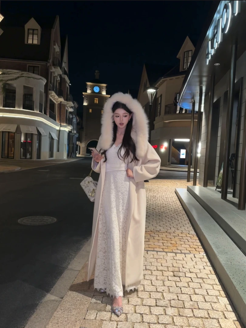 现货春日部【雪后初晴】秋冬韩系慵懒大毛领高级感气质大衣01227