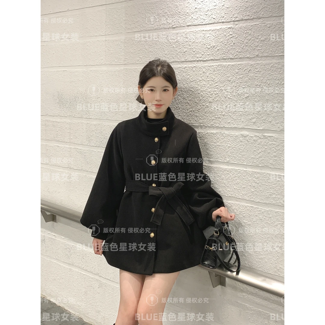 韩系立领短款毛呢外套女秋冬季2025新款气质显瘦呢子大衣