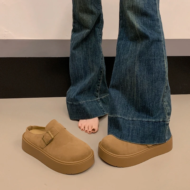 厚底勃肯百搭显瘦包头半拖鞋女春夏外穿2025新款一脚蹬懒人凉拖鞋