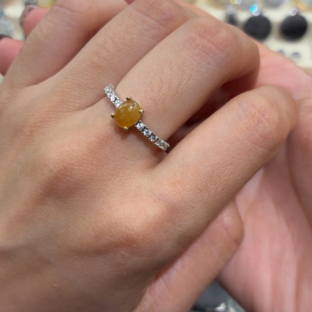 翡翠银S925镶嵌颈饰戒指