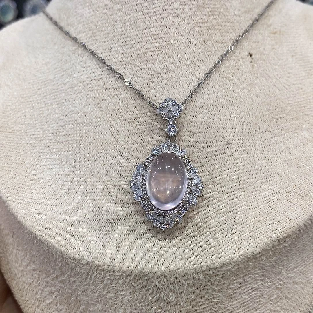 银S925镶嵌芙蓉石颈饰