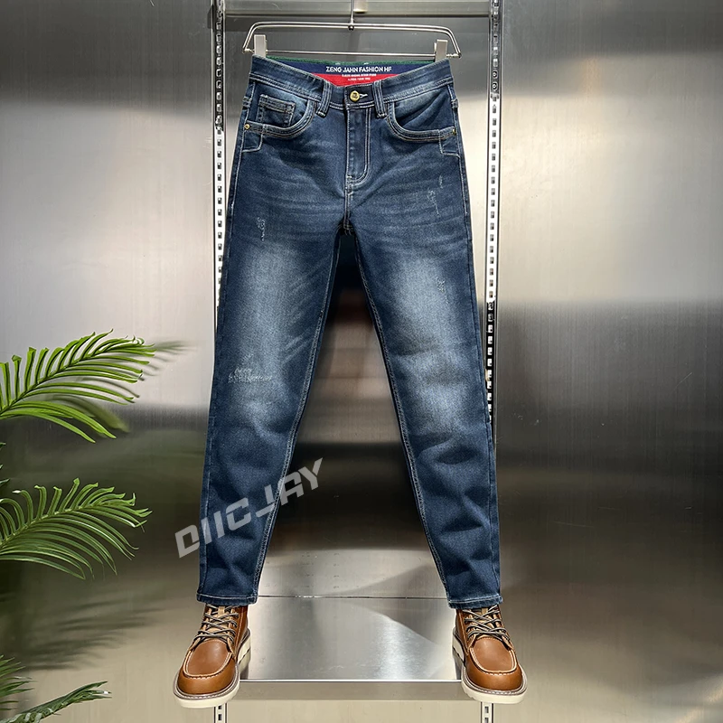 DIIC JAY/狄杰轻奢商务男士牛仔裤秋冬新款百搭弹力修身微锥长裤