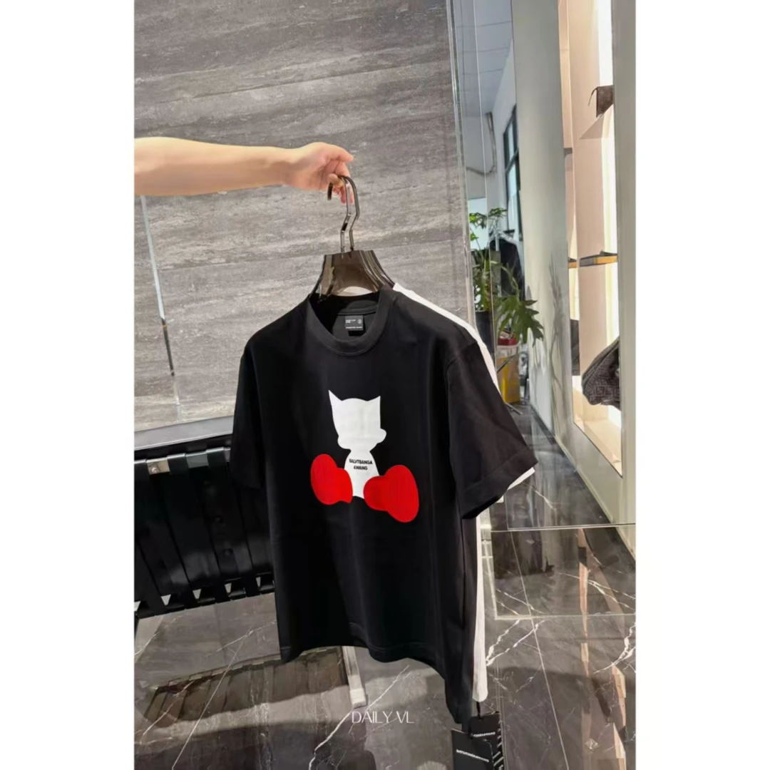 潮牌风向标阿童木图案男士纯棉微宽松圆领休闲时尚印花短袖1058