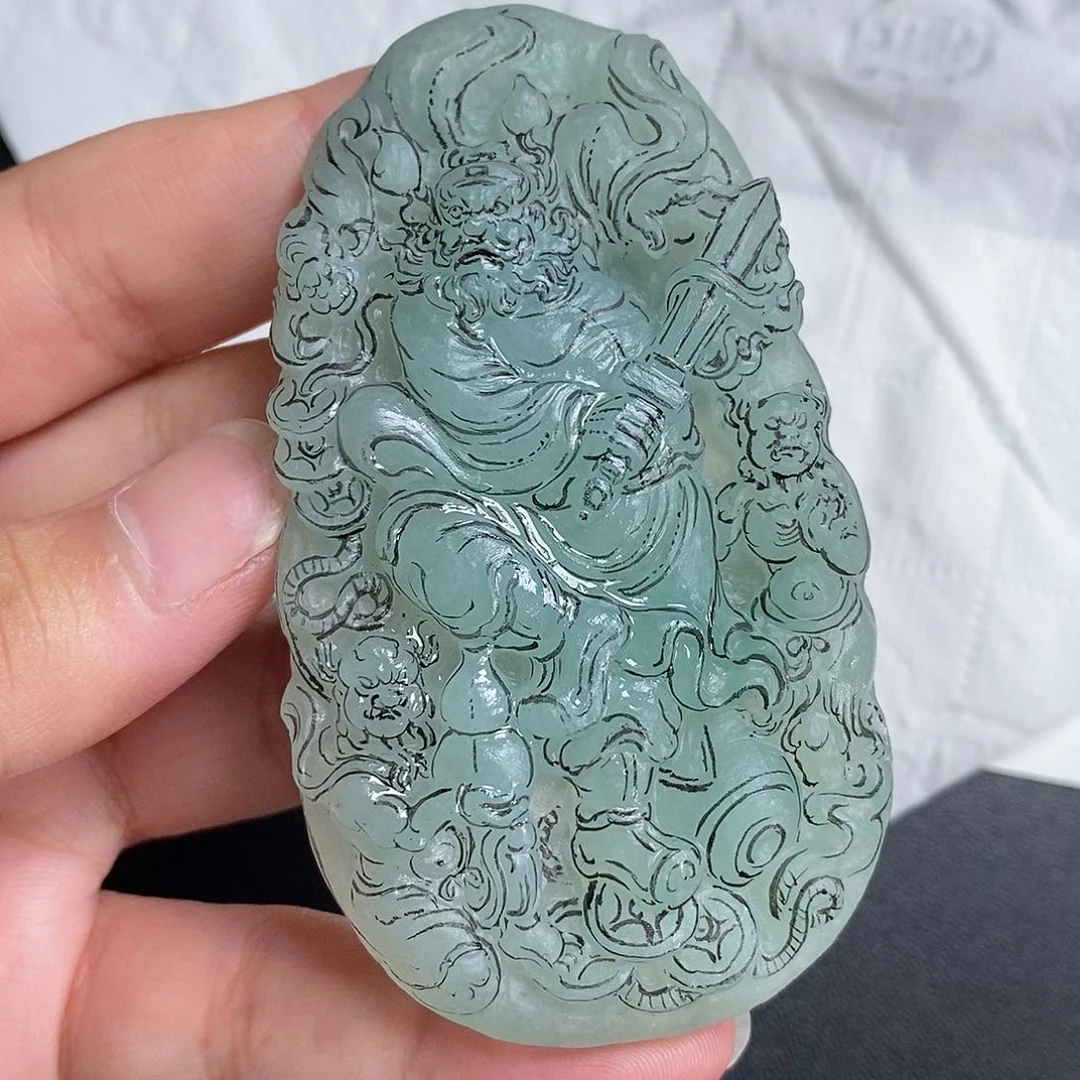 定制翡翠未镶嵌康****）钟馗毛胚包修包抛光无鉴赏期