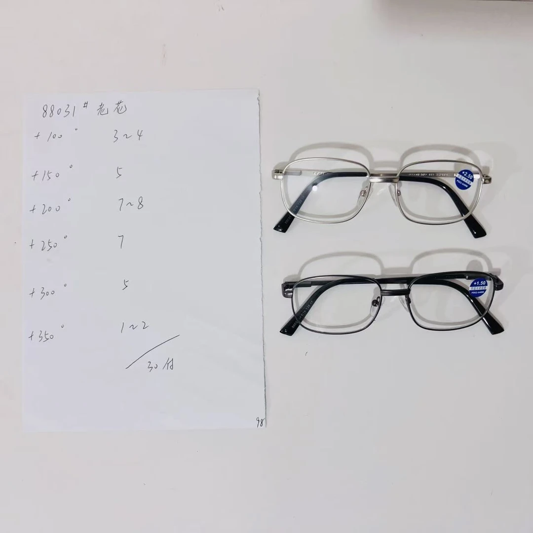 88031弹簧腿防蓝光老花镜黑框(100到350度）枪银两色