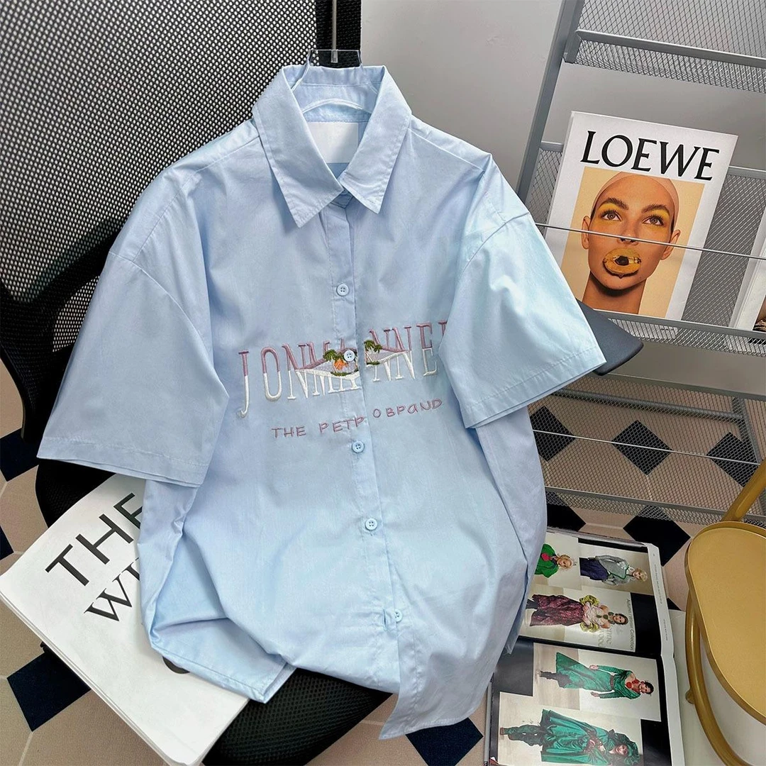 法式高级感温柔风时尚chic衬衫男女夏季设计感oversize休闲上衣潮