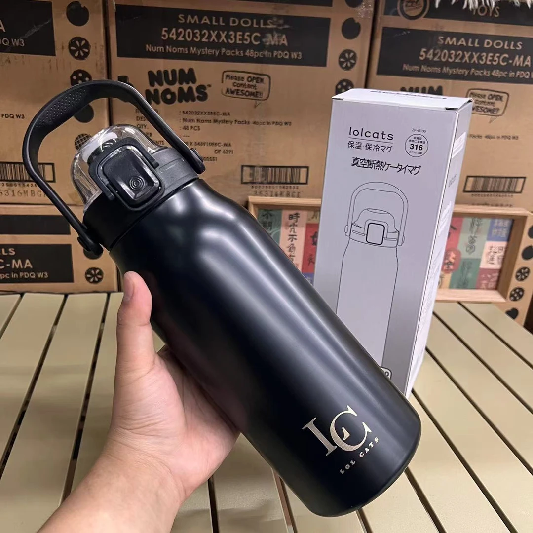 1.3L大容量！出岛国316不锈钢手提保温壶 户外运动保温杯