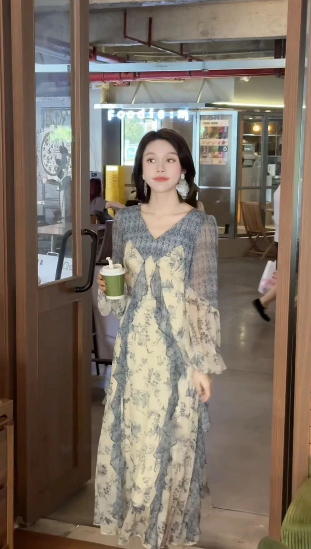 【林姐真丝-时光画布】重磅100桑蚕丝连衣裙YC94212