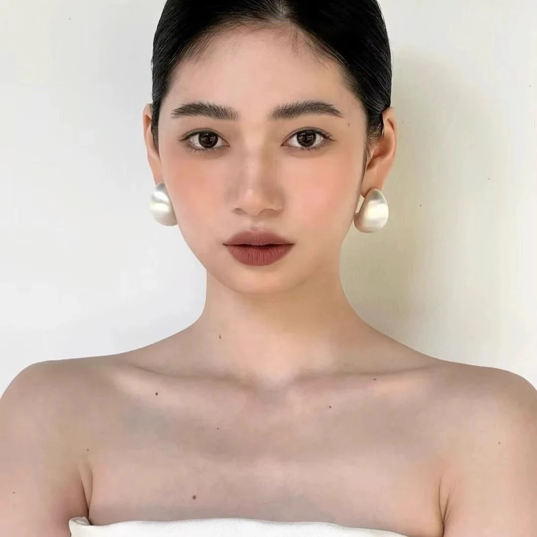 合金耳饰 复古夸张几何耳钉水滴宽面豆豆耳饰轻奢小众设计耳饰女