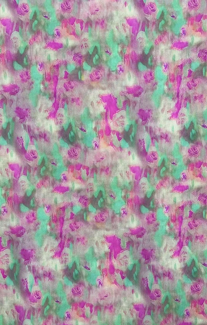 100全棉紫色富贵5D数码印花定制时尚面料  定制商品不支持退货