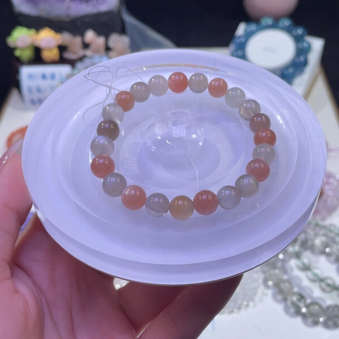 未镶嵌手链水晶焦糖奶茶色彩月光8mm