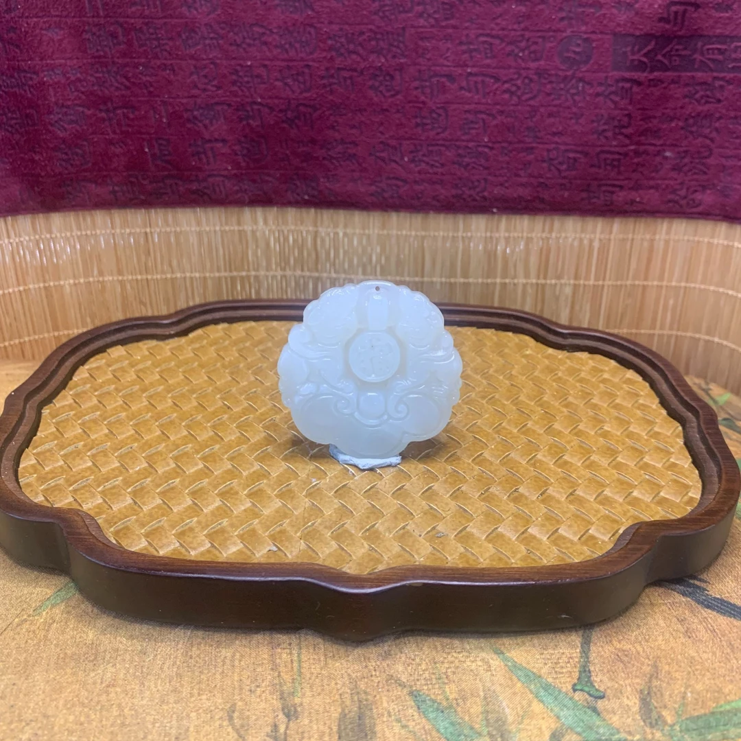 H和田玉双龙送福吊坠0439