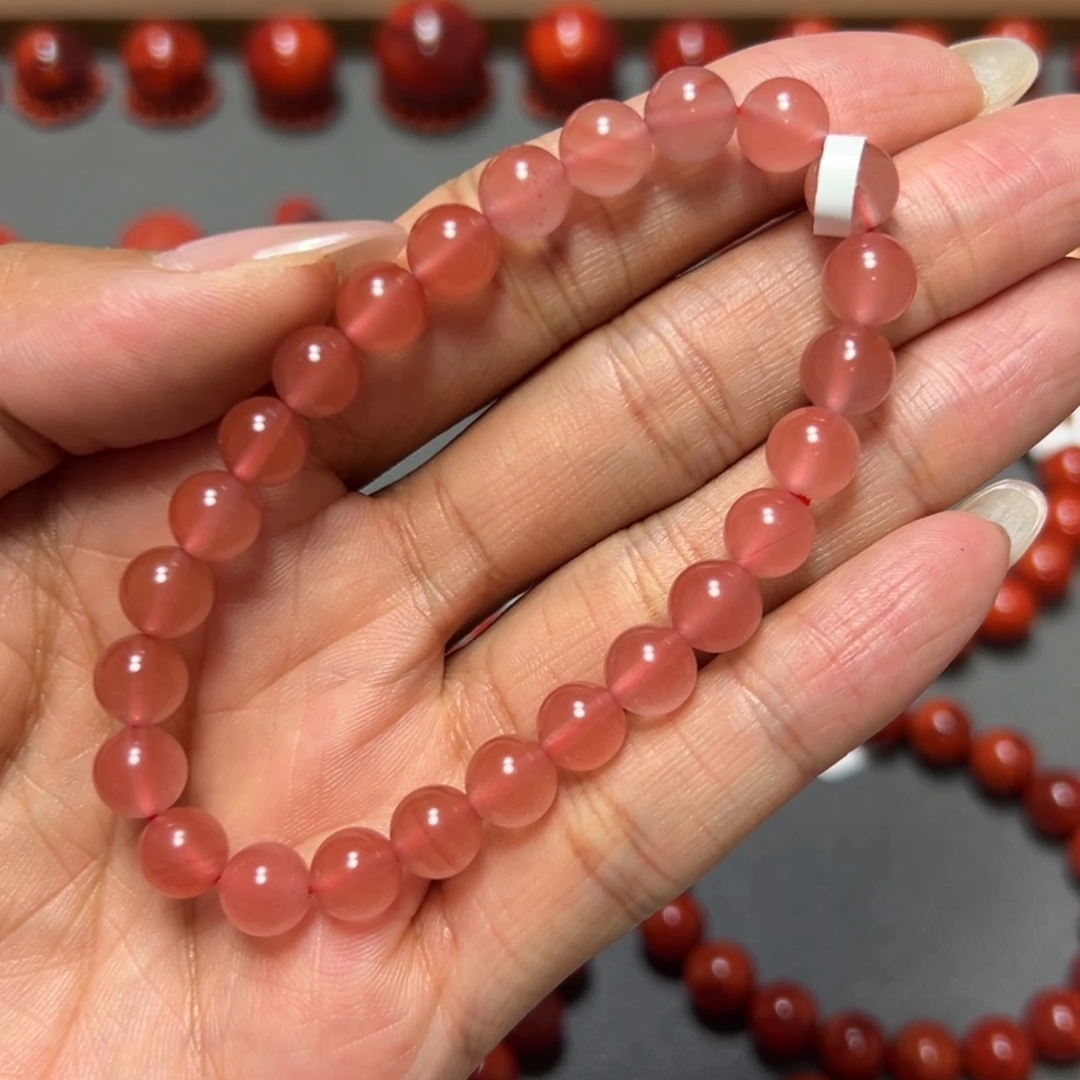 南红玛瑙未镶嵌手串冰粉渐变 约7.8mm 福利