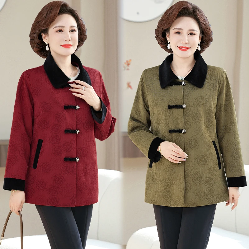 妈妈新款国风外套百搭中老年女装宽松时尚洋气高档上衣