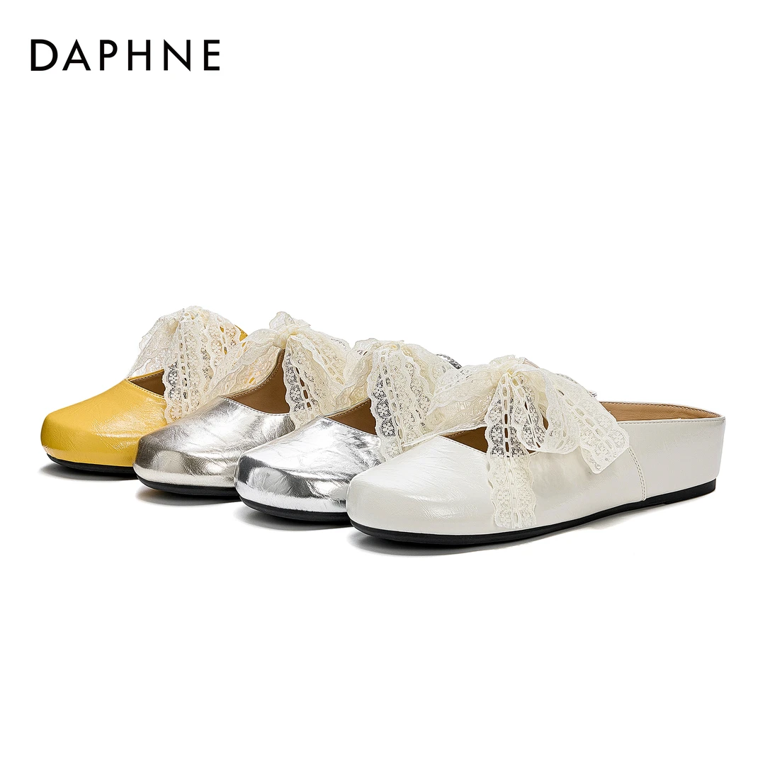 达芙妮2025春夏季浅口蝴蝶结韩版包头拖厚底舒适ins凉拖休闲舒适