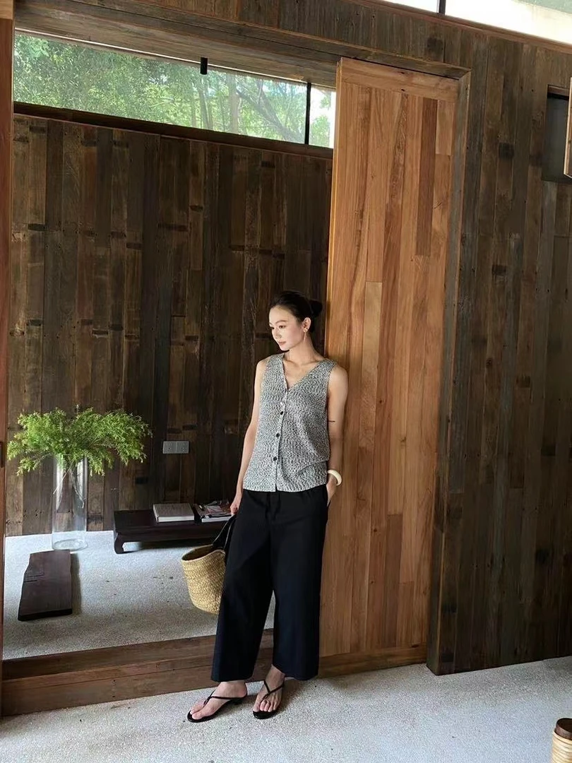 米古古 SOUL #7001#福 休闲极简通勤百搭阔腿裤（S：裤长90 腰围64）