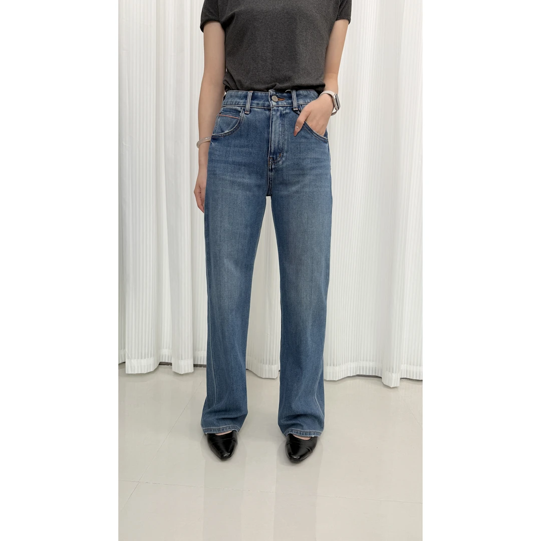 198牛仔裤女2025秋季新款弹力窄版阔腿裤显瘦宽松裤百搭时尚
