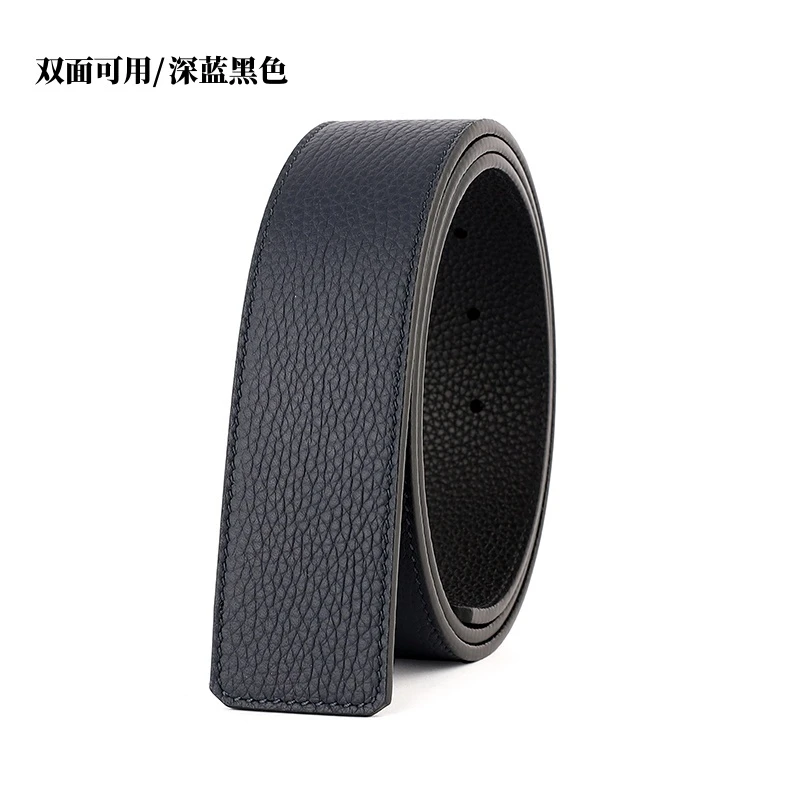 不带头适用于LV4.0男真皮平滑扣腰带无扣皮带纯带身裤带荔枝纹