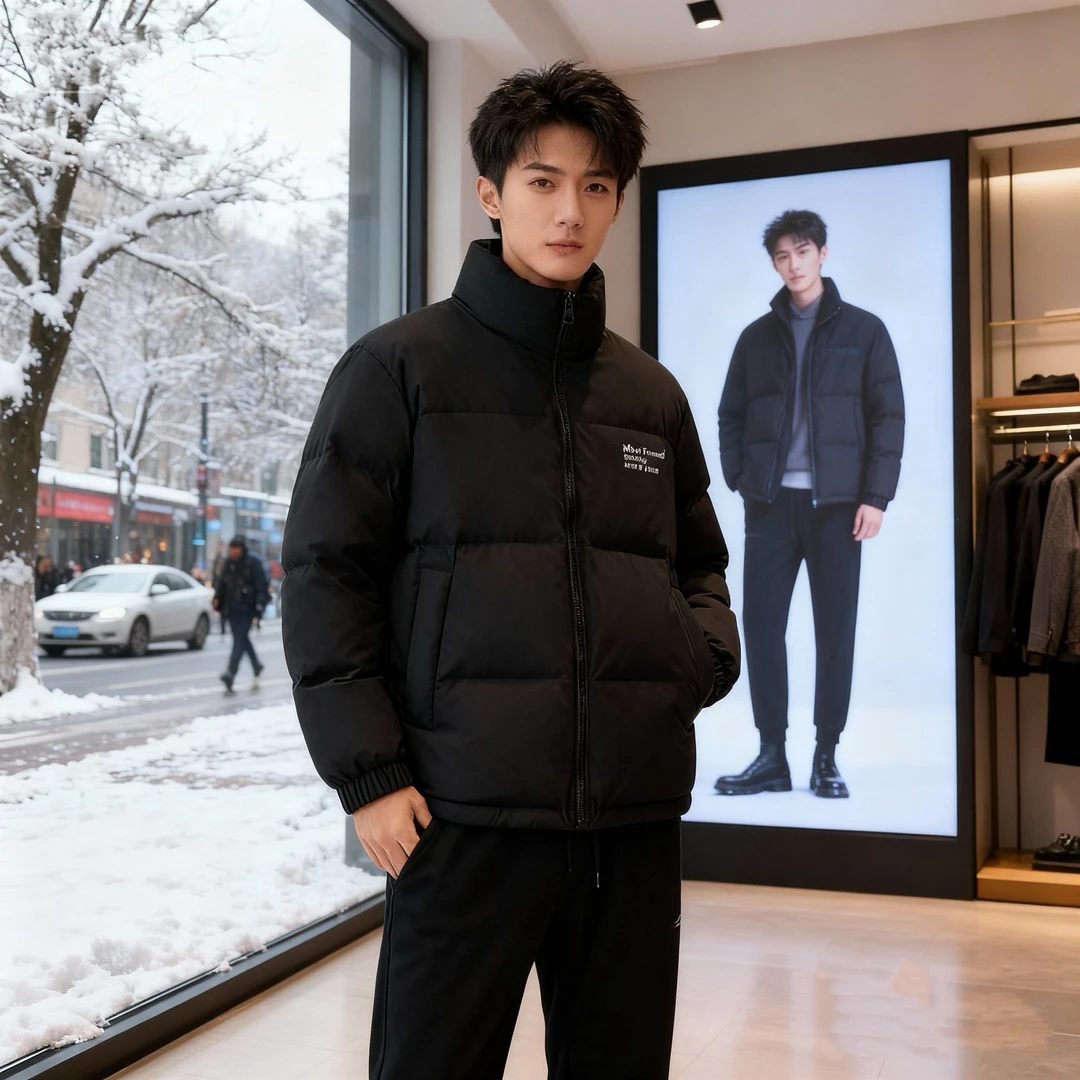 秋冬基础百搭立领加厚防风保暖时尚休闲面包服外套男