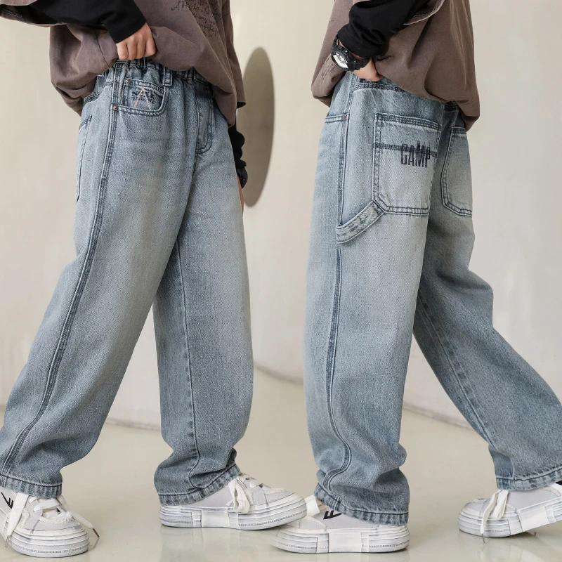 男童裤子春秋2025新款又酷又飒季新款潮帅气时髦儿童中大童牛仔裤