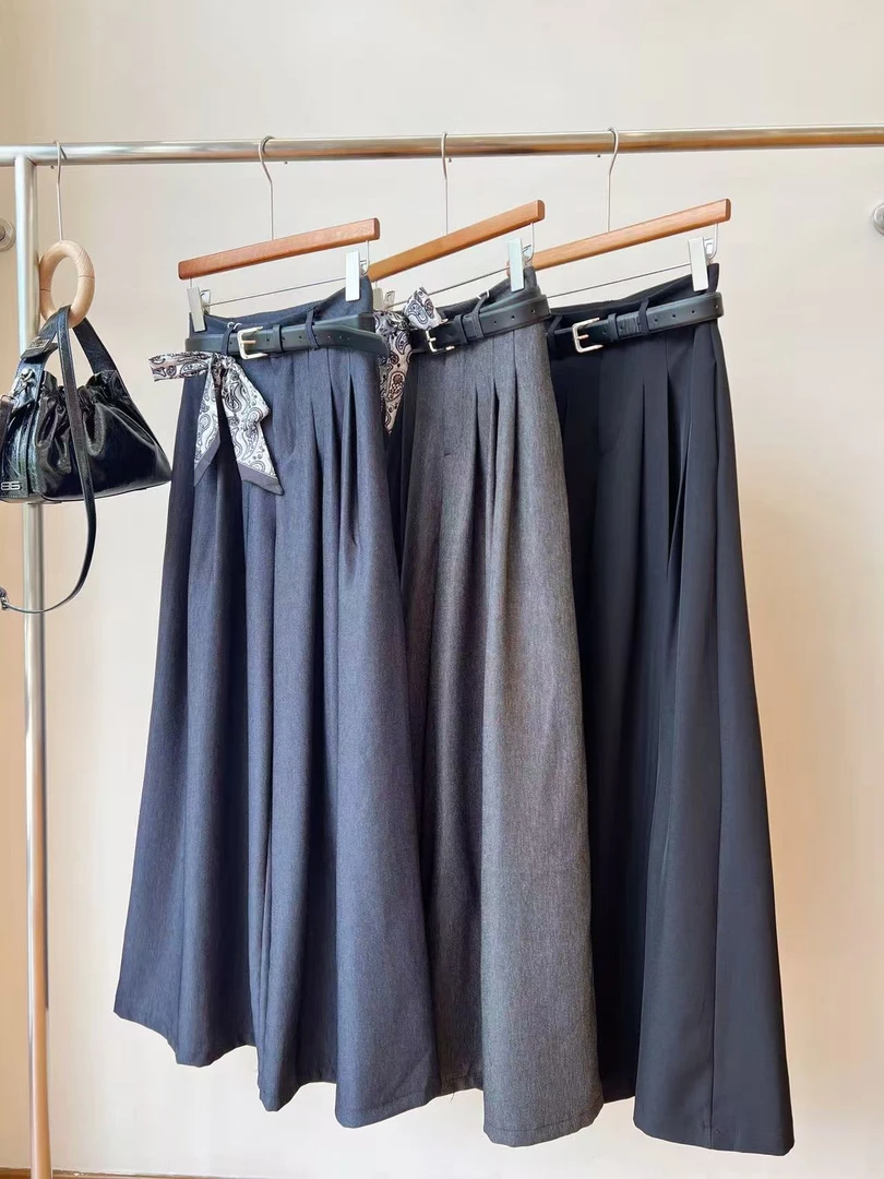 2025秋季高腰休闲裤裤子气质百搭复古阔腿8786