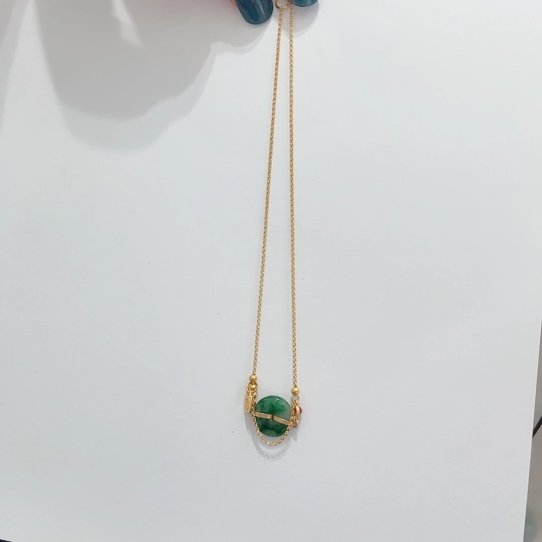 翡翠18K金镶嵌脚饰翡翠脚链mq