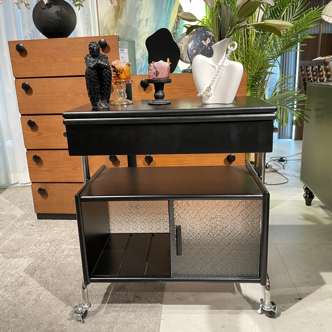 【巴士边几】实木可折叠多功能推车边几【长63宽38高76 （打开宽75）】