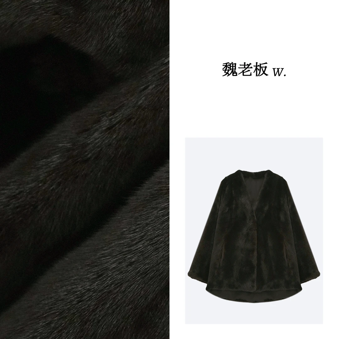 W.Diva【千金】进口宝嘉美水貂贵气小蝙蝠袖水貂外套4CDM23510