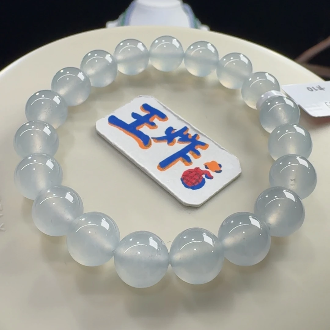 翡翠未镶嵌手链力推！！淡蓝底冰胶感十足单圈卡10mm