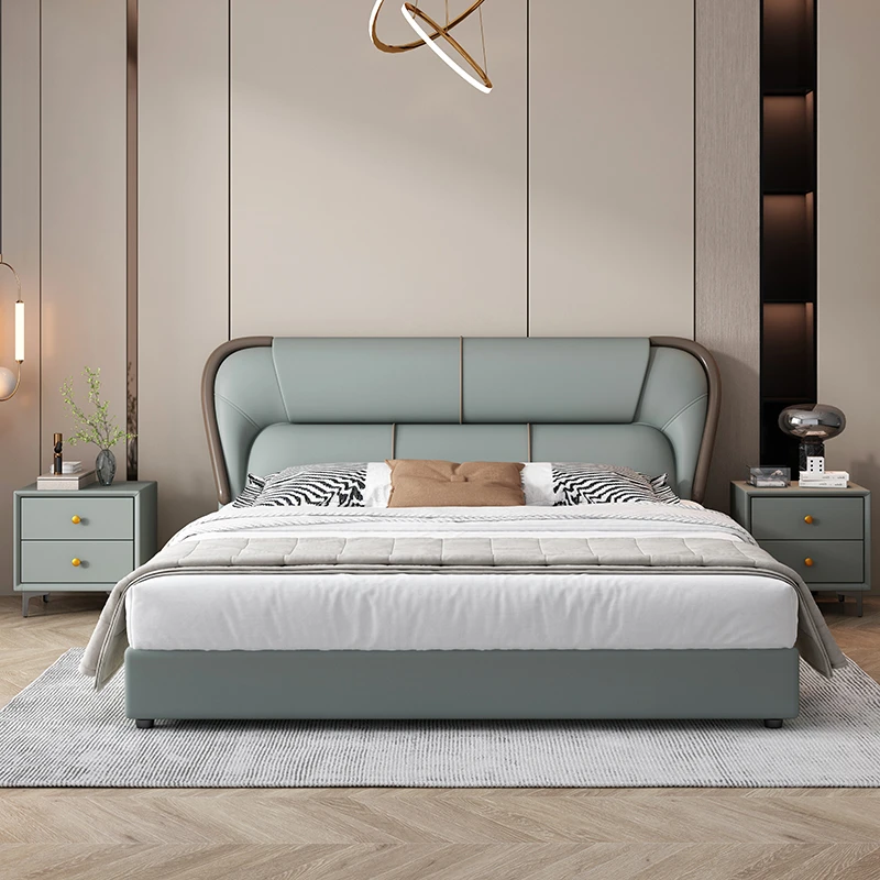 G3#意式轻奢纳帕皮主卧床1.8米高箱储物高端大气婚床