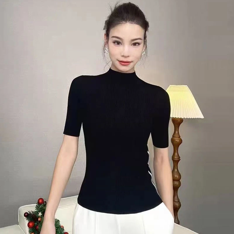 【商场同款】春夏季百搭烟管领修身字母针织短袖T恤袁衣都舍538063