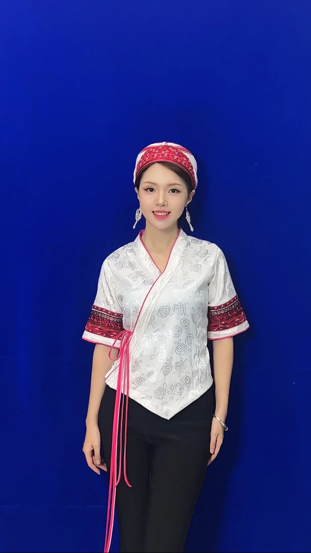 少数民族苗族风黄色缎面提花刺绣轻薄夏季舞台装上衣