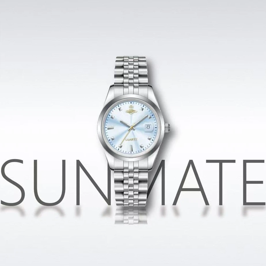 【宠粉】土星同款 {碎冰蓝}  小众轻奢精致高级感钢带日历手表