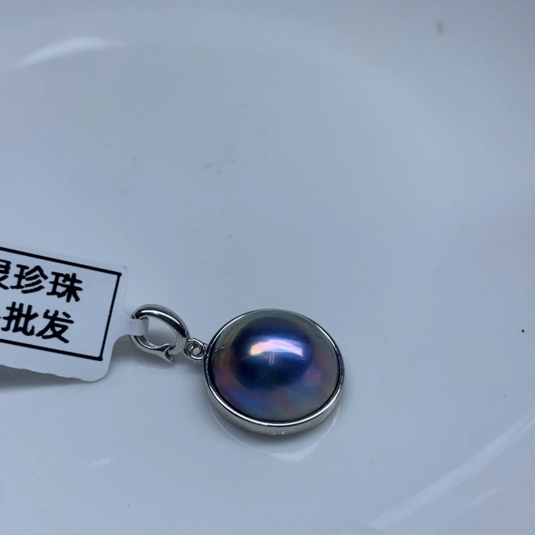 银S925镶嵌拼合珍珠（马贝珠）颈饰
