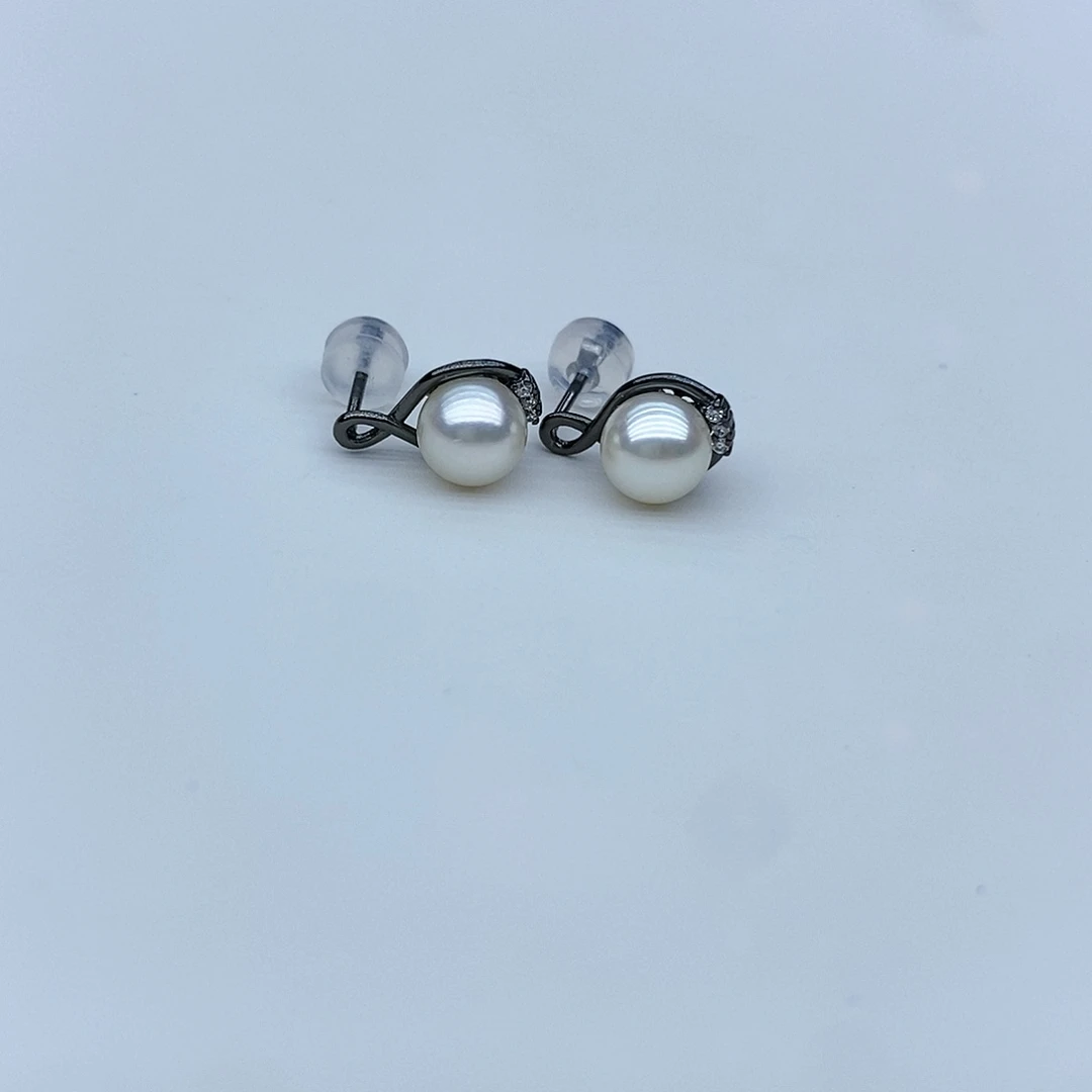 海水珍珠耳饰银S925镶嵌