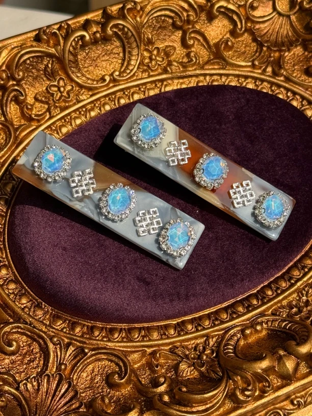 呼思乐民族风配饰/304/醋酸对夹/蓝色底色花色随机