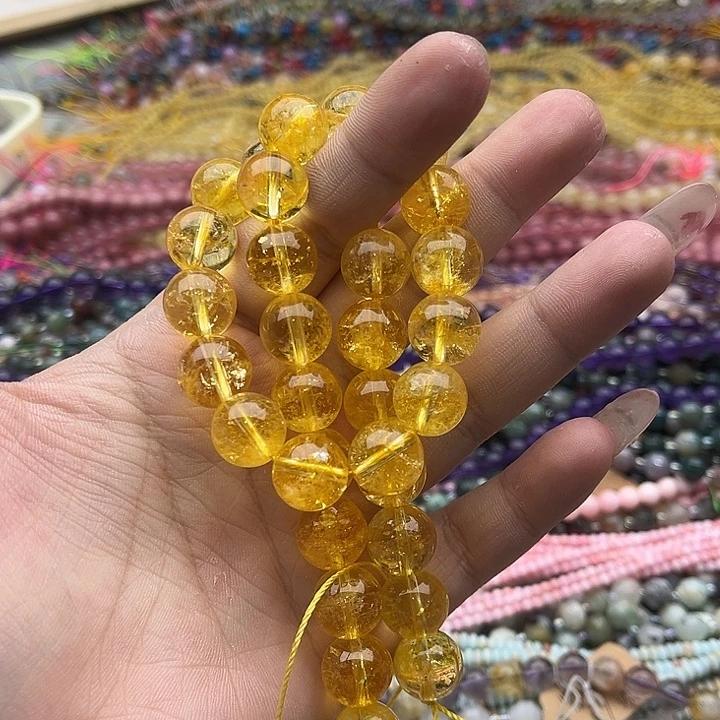 玛瑙/玉髓未镶嵌珠宝半成品一条12mm左右黄阿塞