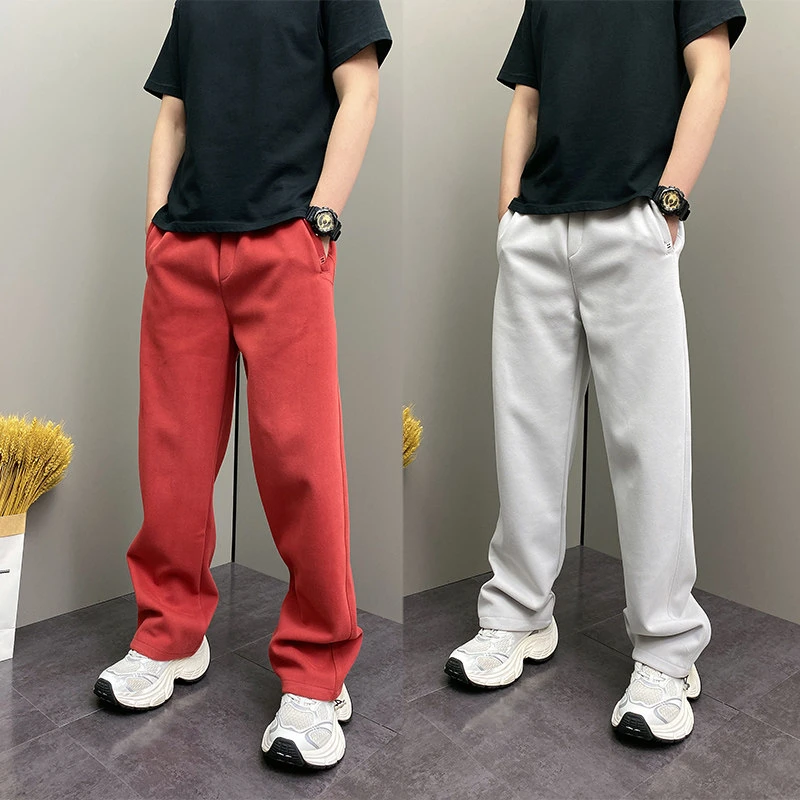 潮牌纯色休闲裤男士宽松百搭松紧腰弯刀裤设计感轻奢小众春季长裤