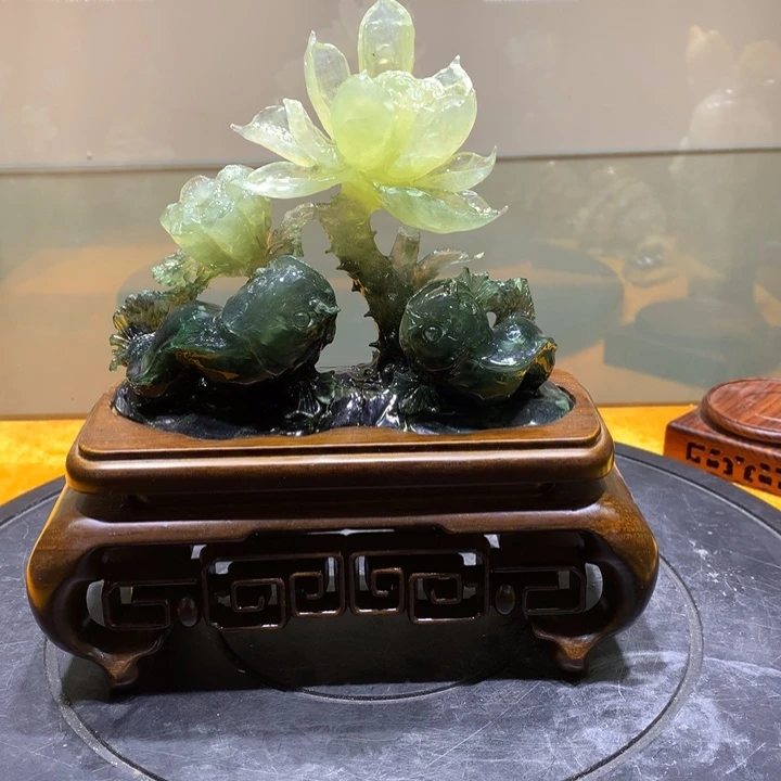 韩***华石家居摆件连年有余