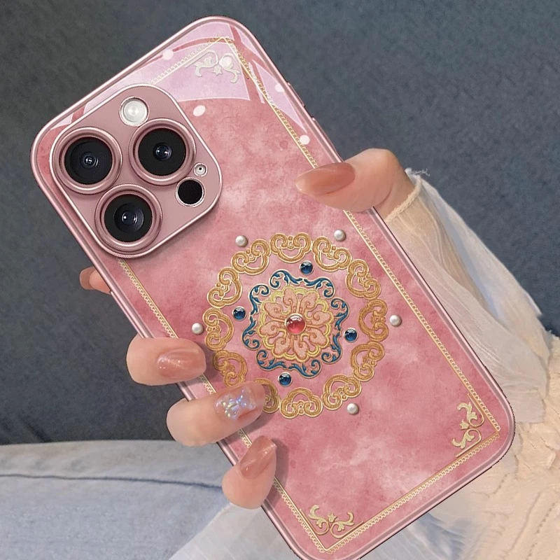 掐丝敦煌花适用苹果16promax手机壳国风iphone15promax复古保护壳