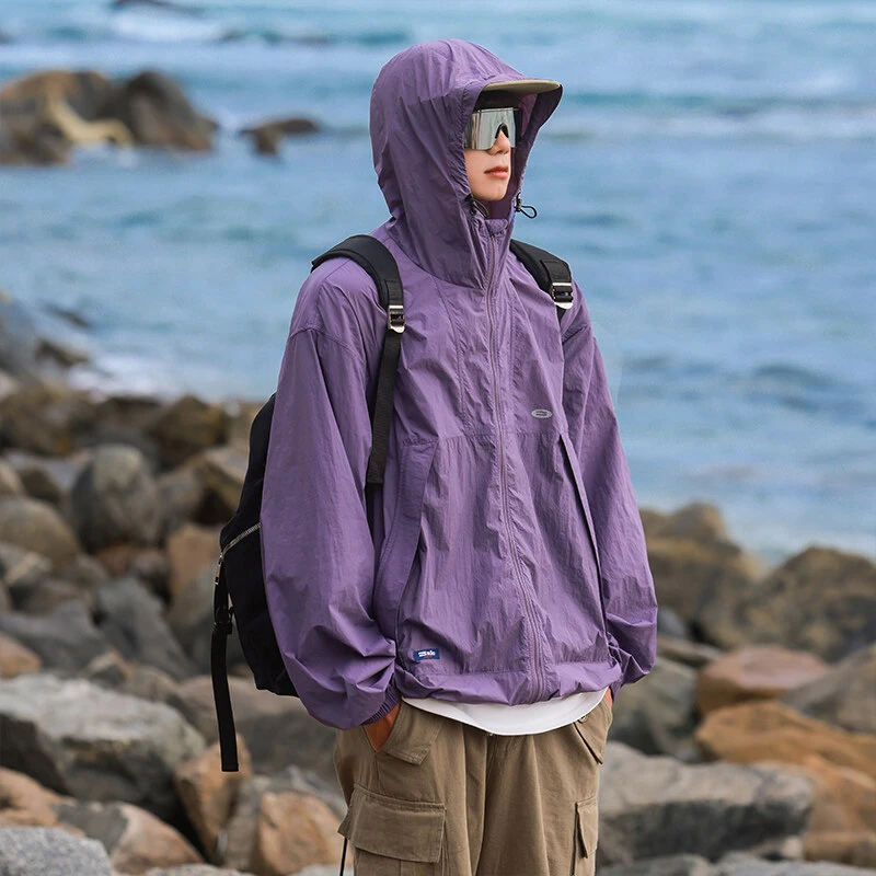 骑行冰丝防晒衣男女夏季薄款宽松户外钓鱼外套防风冲锋衣夹克上衣