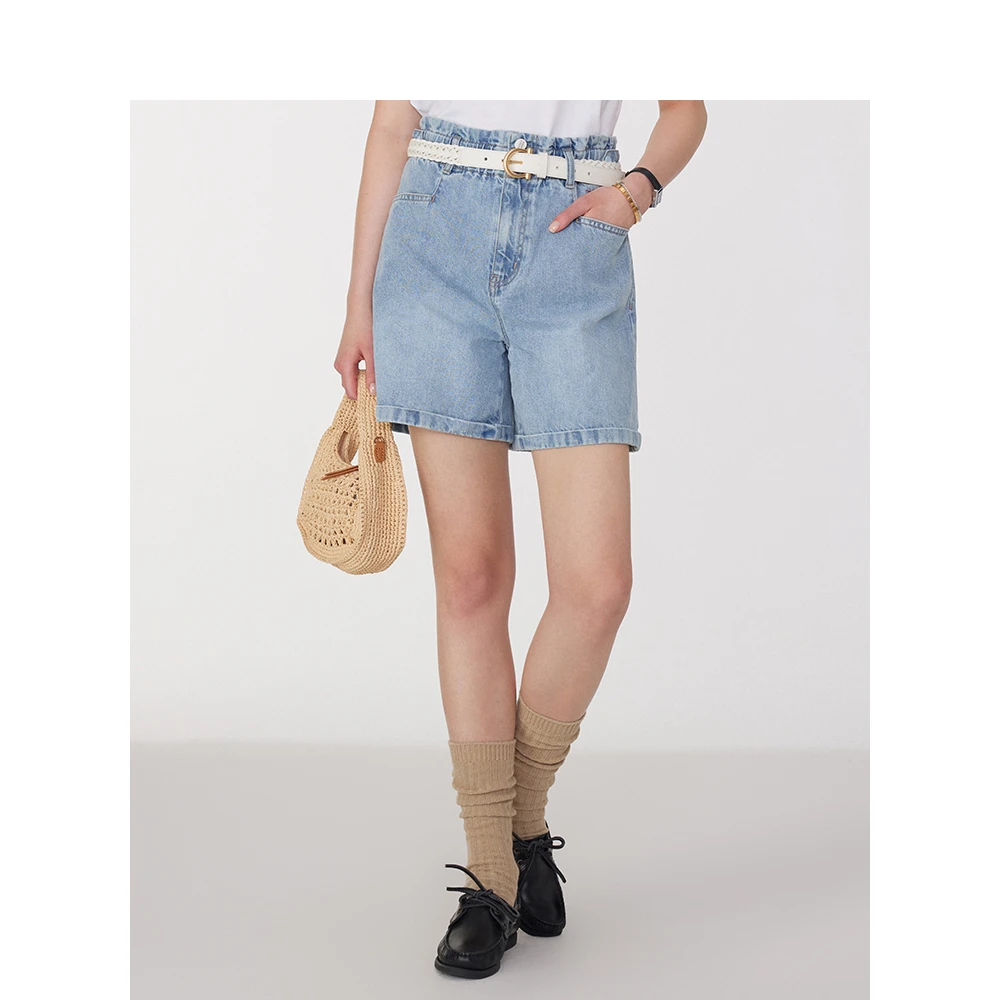 Teenie Weenie小熊女装牛仔短裤2025夏季新款TTTF252504T