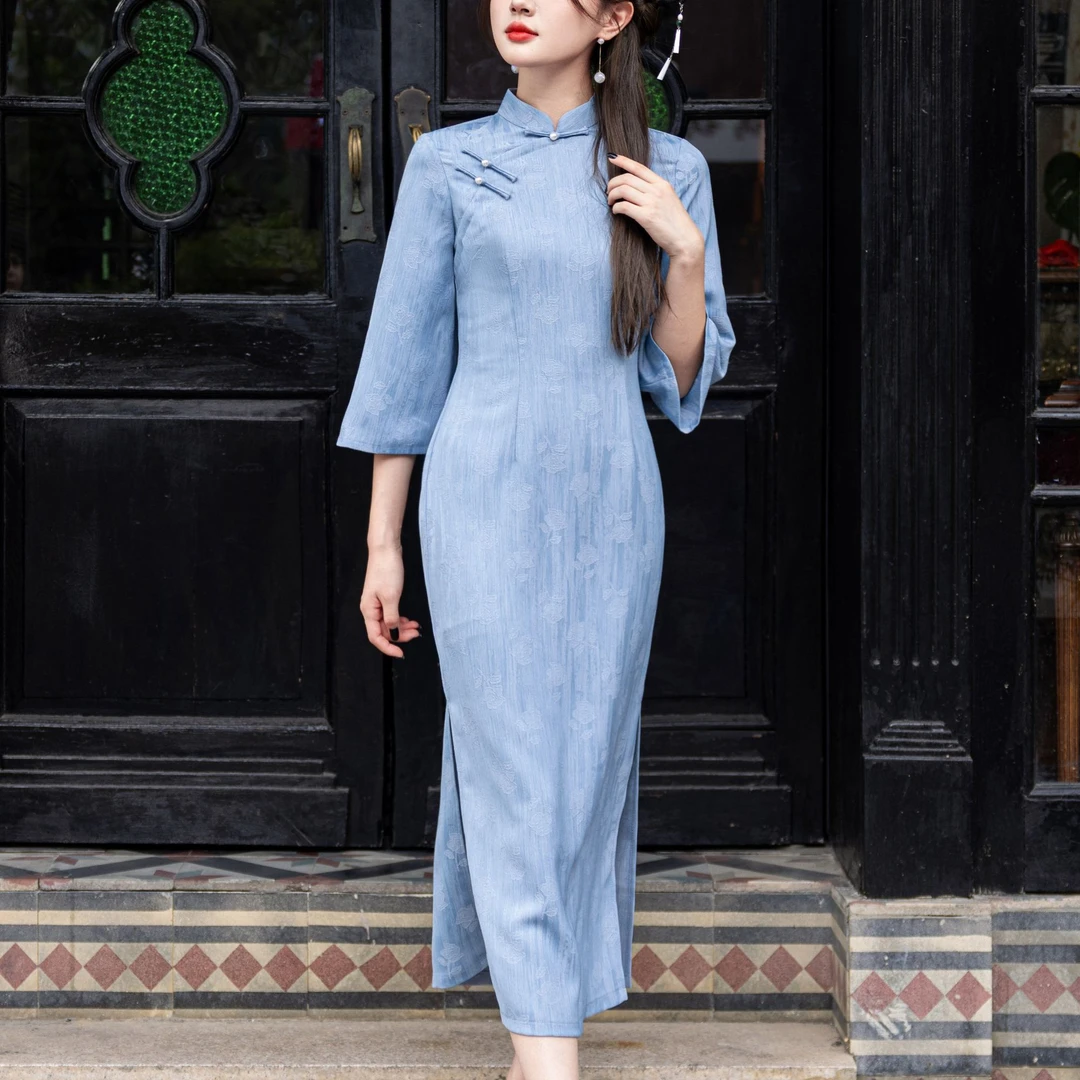 <碧玉-子衿>旗袍2025新款改良年轻款新中式连衣裙夏季日常气质