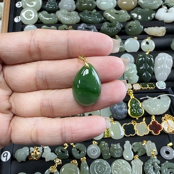 和田玉银S925镶嵌吊坠(不含链)