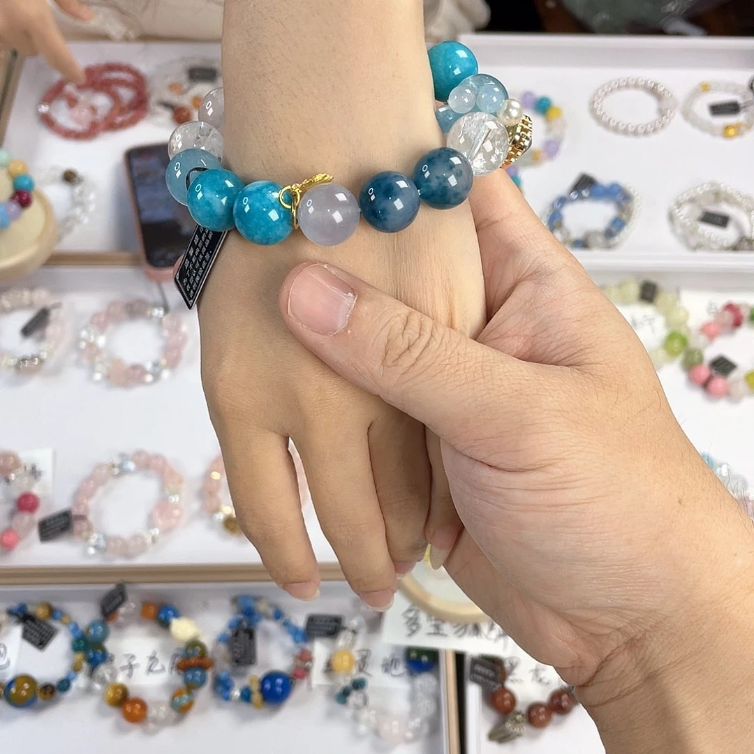 水晶手链银S925镀金镶嵌